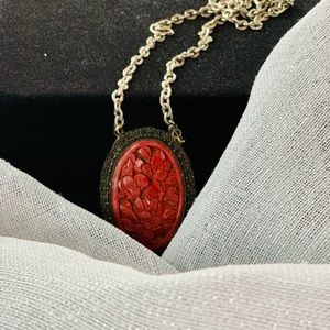 Rare VTG Chinese Carved Cinnabar pendant